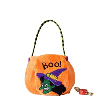 In-stock New Halloween Gift Velvet Tote Bag Pumpkin Bag Decoration Prop Gift Children's Candy Bag
