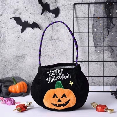 In-stock New Halloween Gift Velvet Tote Bag Pumpkin Bag Decoration Prop Gift Children's Candy Bag