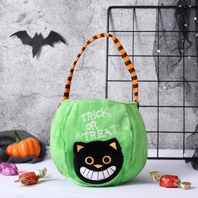 In-stock New Halloween Gift Velvet Tote Bag Pumpkin Bag Decoration Prop Gift Children's Candy Bag