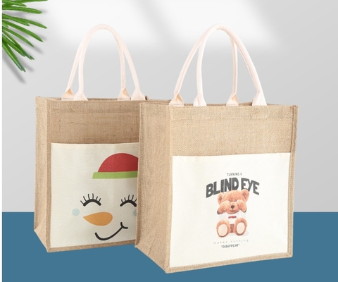 Customized Jute Bag  Gift Bag Canvas and Jute Handbag