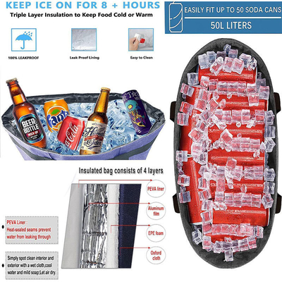 Large Capacity Insulation  Handbag Outdoor Camping Ice Pack Foldable Storage Picnic Cooler Bag