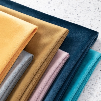 Factory Direct 210gsm Embossed Upholstery Corduroy Holland Velvet Fabric Plain Style Tricot Knitted Colorful for Sofa Cushion