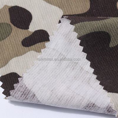 172gsm 160cm Polyester Cotton Camouflage Printed Fabric Clothing Fabric Warp Knitted Mesh Fabric
